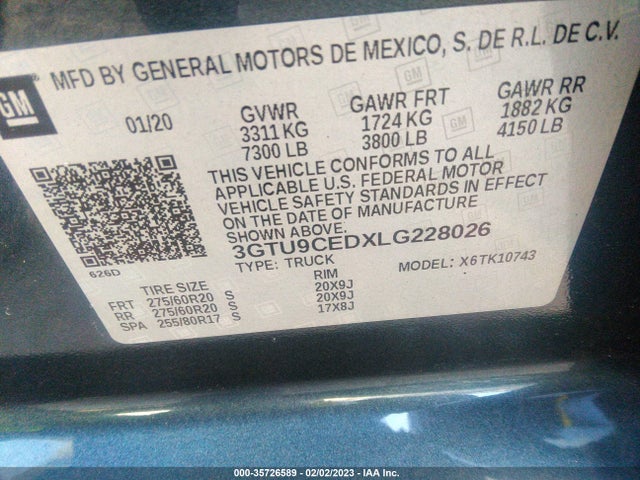 GMC Sierra 1500 Elevation 2020 3GTU9CEDXLG228026 Image 10