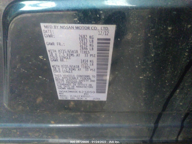 2013 NISSAN PATHFINDER SV VIN: 5N1AR2MNXDC625050