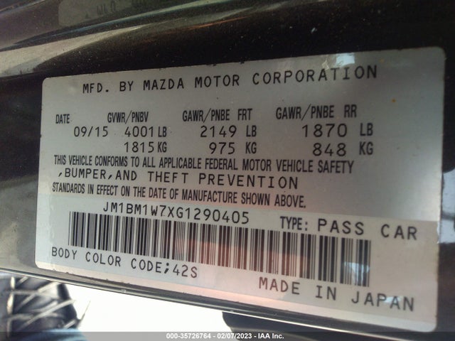 2016 Mazda 3, VIN: JM1BM1W7XG1290405