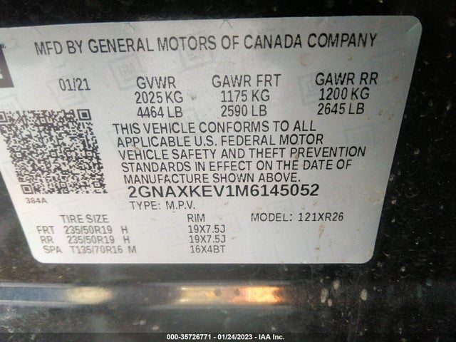 Chevrolet EQUINOX LT 2021 2GNAXKEV1M6145052 Image 9