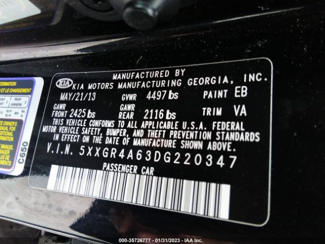 5XXGR4A63DG220347 KIA OPTIMA SX