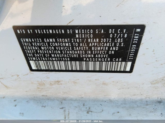 3VWC57BU7KM071958 Volkswagen Jetta