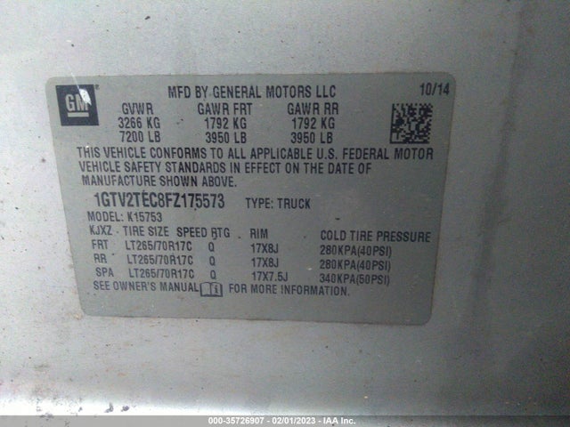 GMC SIERRA 1500 2015 1GTV2TEC8FZ175573 Image 9
