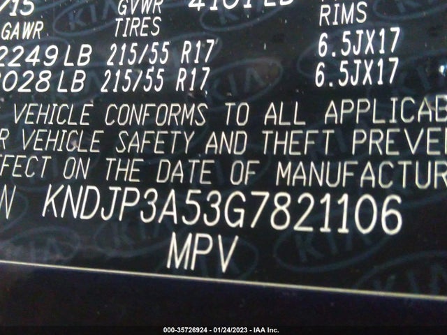 KIA SOUL + 2016 KNDJP3A53G7821106 Image 9
