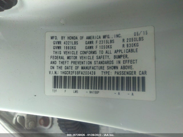 2015 Honda Accord, VIN: 1HGCR2F59FA200428