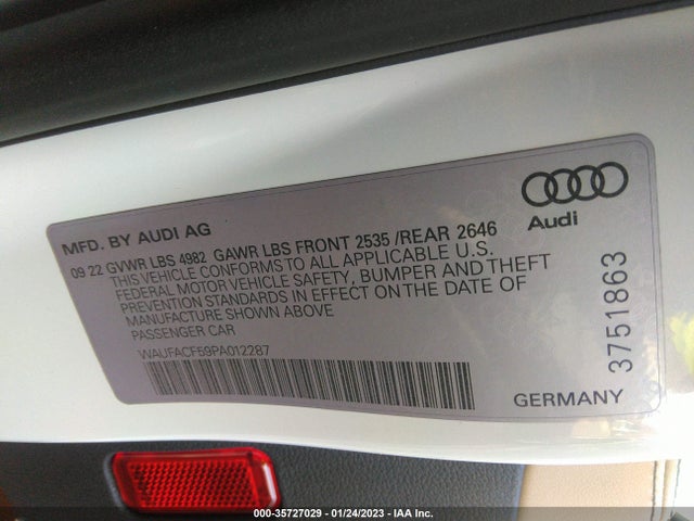 2023 Audi A5, VIN: WAUFACF59PA012287