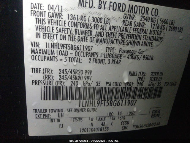 Lincoln Mks W/ecoboost 2011 1LNHL9FT5BG611907 Image 10