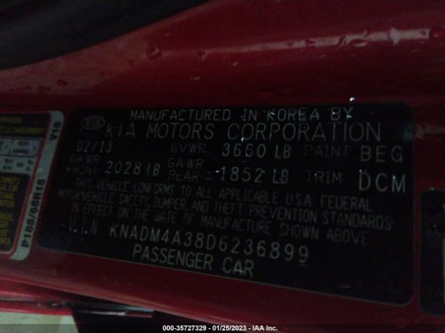KNADM4A38D6236899 KIA RIO LX