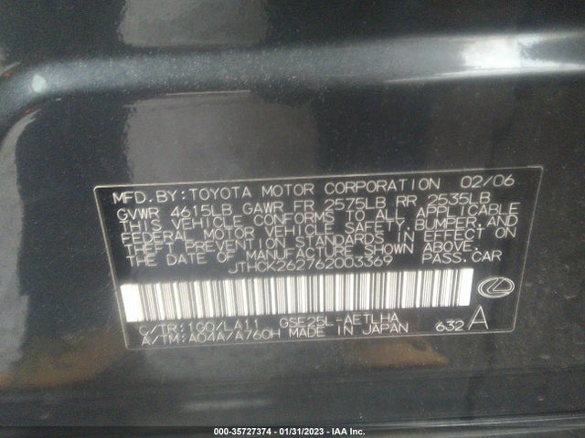 JTHCK262762003369 Lexus Is 250 Auto