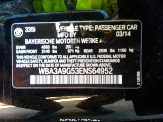 WBA3A9G53ENS64952 BMW 3 Series 335i