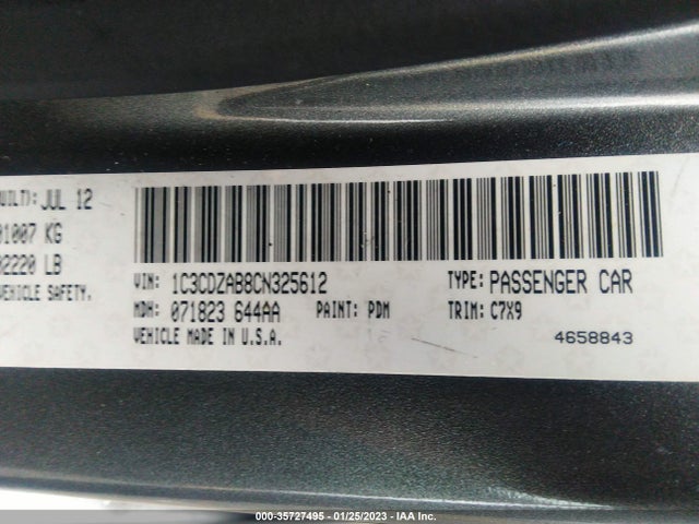 Dodge AVENGER SE 2012 1C3CDZAB8CN325612 Image 10