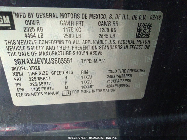 Chevrolet EQUINOX LT 2018 3GNAXJEVXJS603551 Image 10