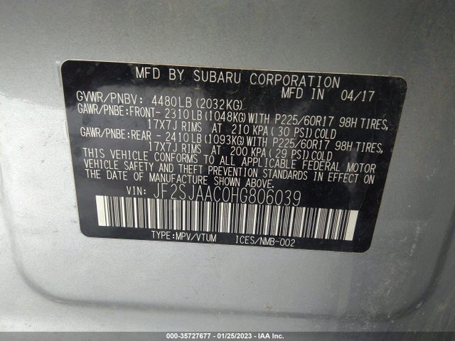 JF2SJAAC0HG806039 Subaru Forester