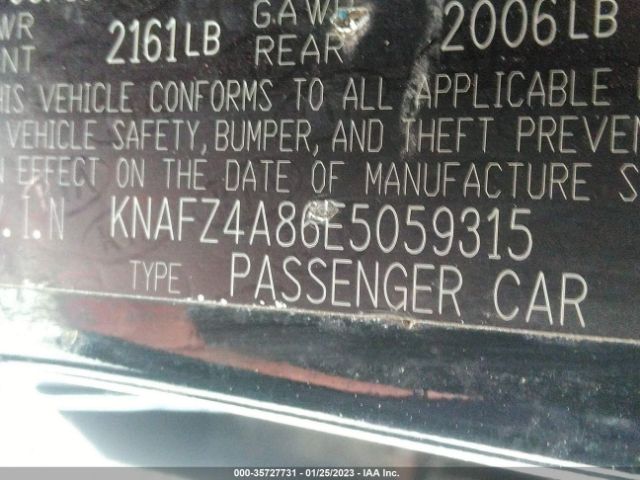 KNAFZ4A86E5059315 KIA FORTE EX