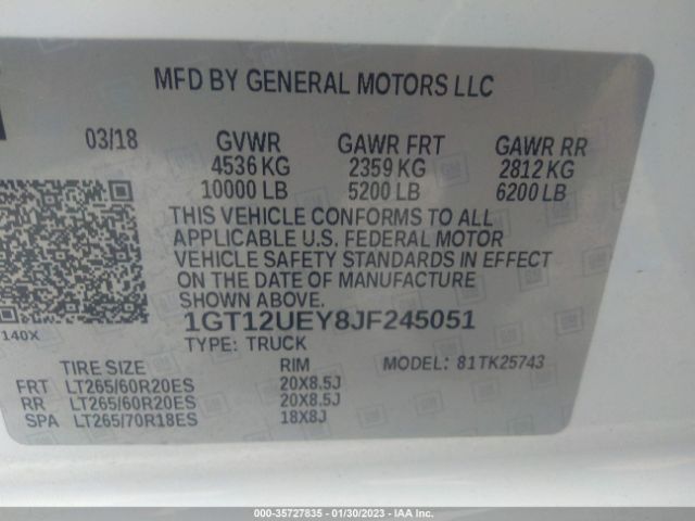 1GT12UEY8JF245051 GMC Sierra 2500hd Denali