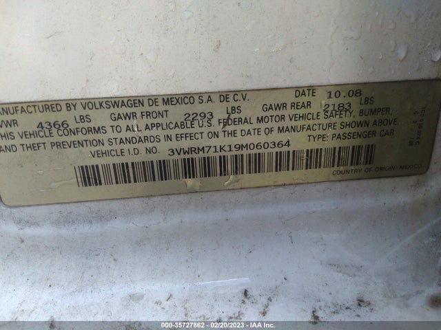 3VWRM71K19M060364 Volkswagen Jetta Sedan Se/sel