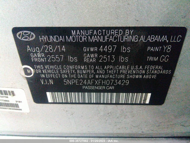 Hyundai Sonata 2.4l Se 2015 5NPE24AFXFH073429 Image 10
