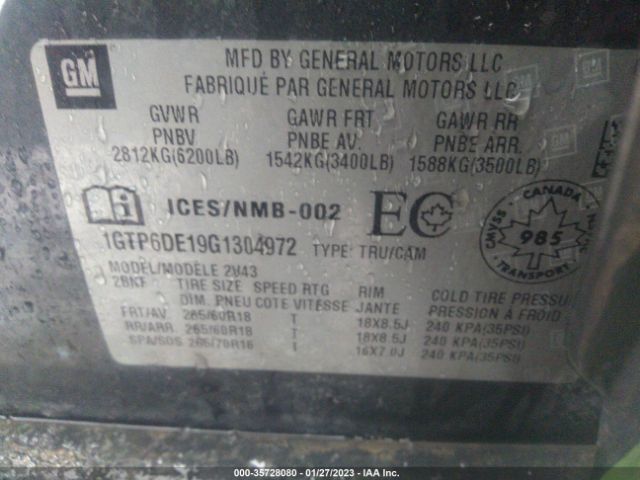 1GTP6DE19G1304972 GMC Canyon 4wd Slt