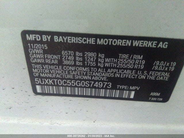 2016 BMW X5, VIN: 5UXKT0C55G0S74973