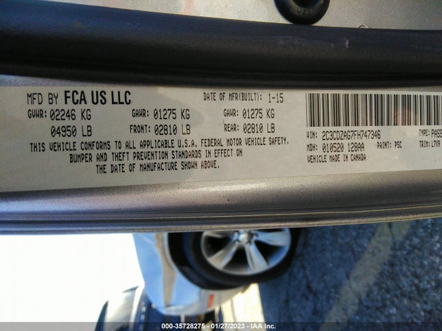 Dodge Challenger Sxt 2015 2C3CDZAG7FH747346 Image 9