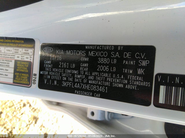 2017 Kia Forte, VIN: 3KPFL4A7XHE083461