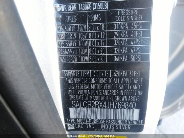 SALCR2RX4JH769840 Land Rover DISCOVERY SPORT