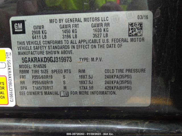 5GAKRAKD9GJ319973 Buick Enclave Convenience