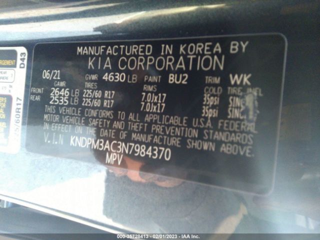 KNDPM3AC3N7984370 KIA Sportage Lx