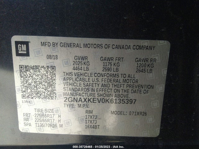 Chevrolet EQUINOX LT 2019 2GNAXKEV0K6135397 Image 11