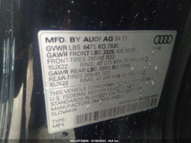 Audi Q8 Premium Plus 2021 WA1EVAF15MD036207 Image 9