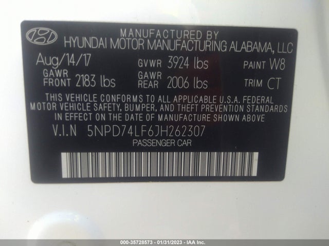 Hyundai ELANTRA SE 2018 5NPD74LF6JH262307 Image 10