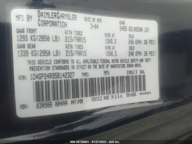 Dodge Grand Caravan Se 2005 1D4GP24R95B142327 Image 11