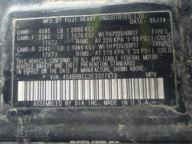 4S4BRBCC2E3327629 Subaru Outback 2.5i Premium