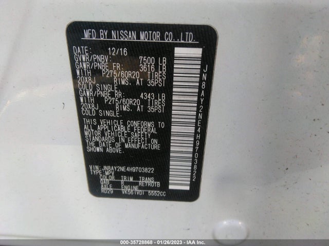 2017 Nissan Armada, VIN: JN8AY2NE4H9703822