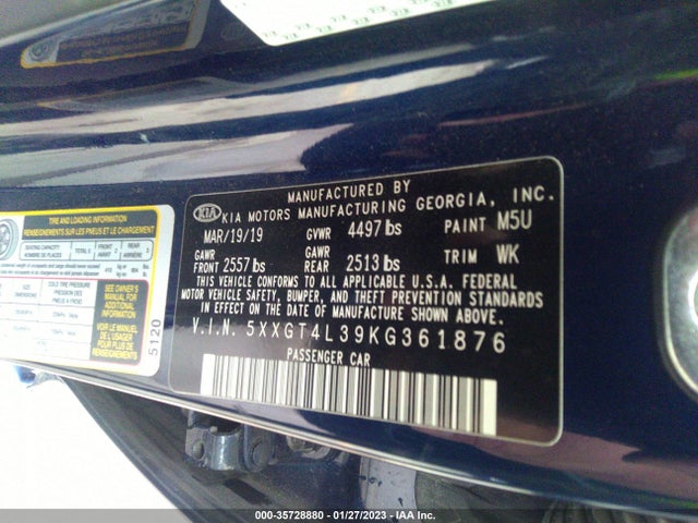 KIA Optima Lx 2019 5XXGT4L39KG361876 Image 9