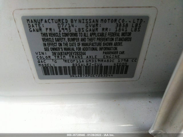 Nissan SENTRA SR 2014 3N1AB7AP0EY283244 Image 9