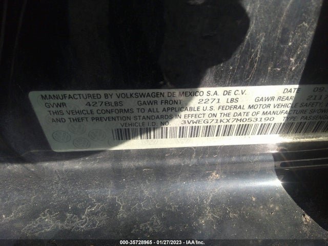 3VWEG71KX7M053190 Volkswagen Jetta Sedan Wolfsburg Edition