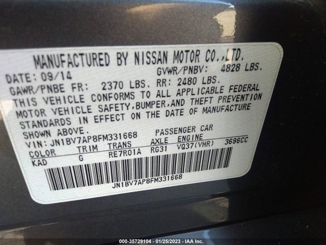 2015 Infiniti Q50, VIN: JN1BV7AP8FM331668