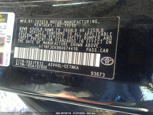 Toyota Camry 2011 4T1BF3EK9BU674416 Image 10