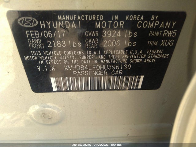 Hyundai Elantra 2017 KMHD84LF0HU396139 Image 26