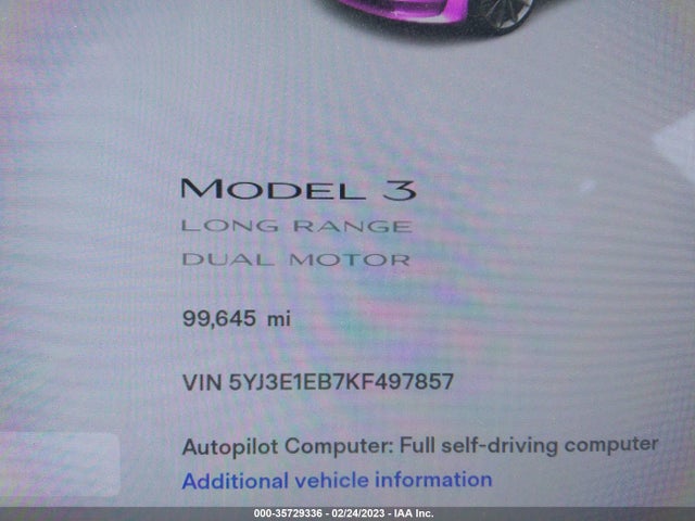 Tesla Model 3 Long Range/performance 2019 5YJ3E1EB7KF497857 Image 9