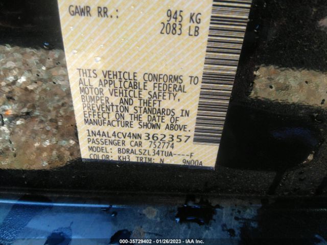 1N4AL4CV4NN362357 Nissan Altima 2.0 Sr