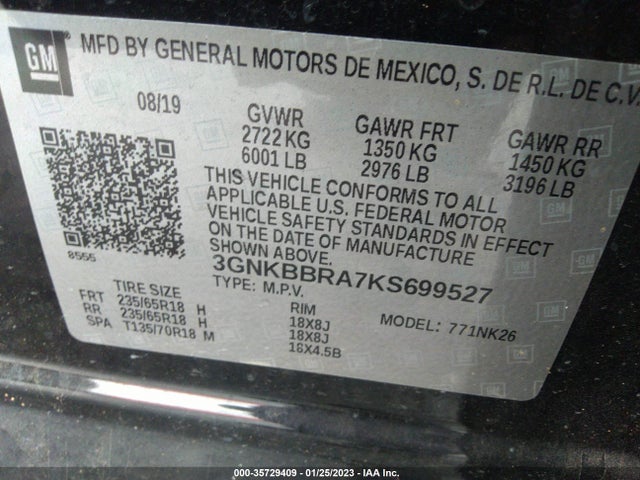 2019 Chevrolet Blazer, VIN: 3GNKBBRA7KS699527