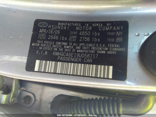 2009 HYUNDAI GENESIS VIN: KMHGC46E19U058717