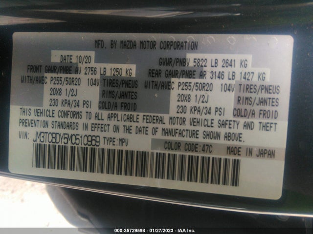 2021 Mazda CX-9, VIN: JM3TCBDY5M0510969