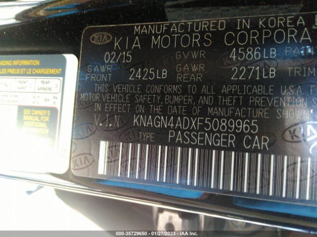 KNAGN4ADXF5089965 KIA Optima Hybrid Ex