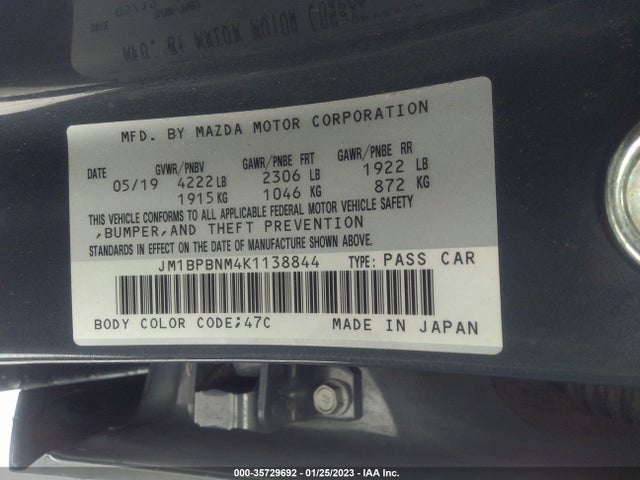 2019 Mazda 3, VIN: JM1BPBNM4K1138844