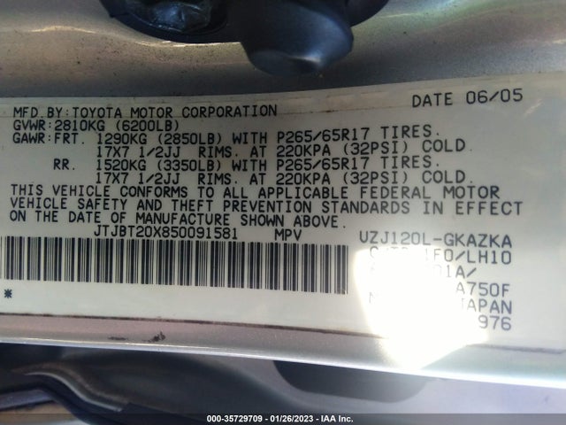 JTJBT20X850091581 Lexus GX 470
