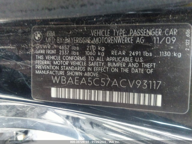 BMW 6 Series 650i 2010 WBAEA5C57ACV93117 Image 10
