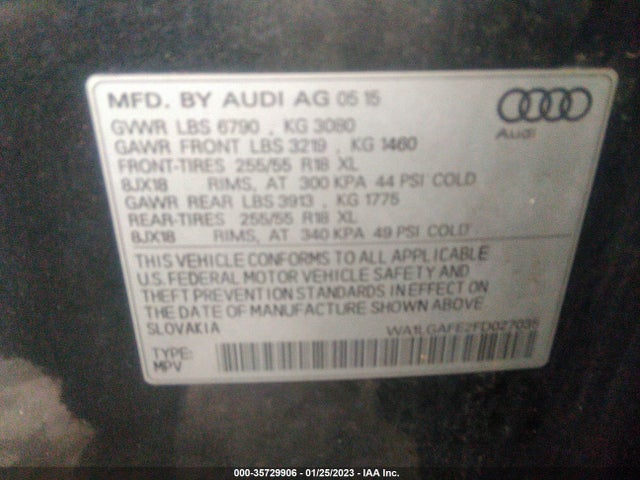 WA1LGAFE2FD027035 Audi Q7 3.0t Premium Plus